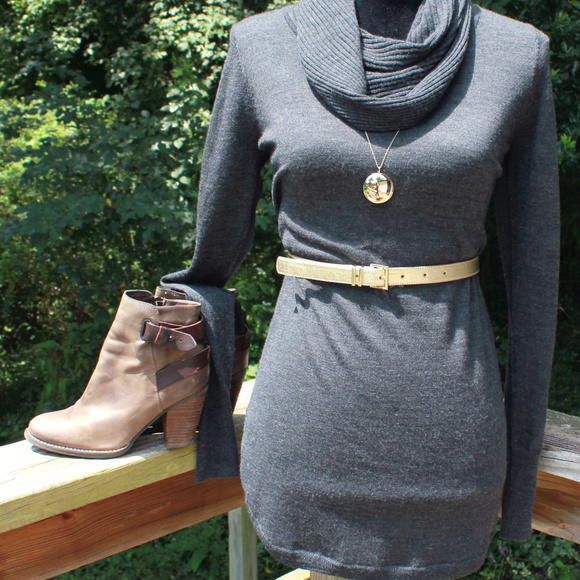 Cynthia Rowley Merino Wool Cowl Neck Gray Tunic S - Picture 6 of 8